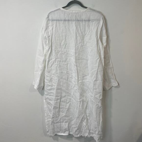 Eileen Fisher Women's Organic Linen Mandarin Collar Dress Jacket White Large - Picture 7 of 7